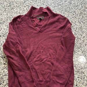 Jos A Bank Reserve Maroon Long Sleeve Polo - Tailored Fit (L)